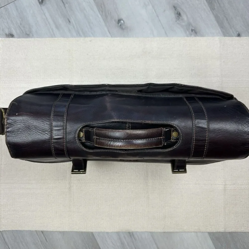 Samsonite Leather Briefcase Laptop Messenger Bag Dark Brown Shoulder Strap